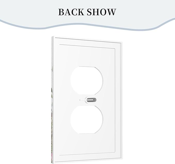 Boho Colorful Wildflowers Butterfly Green Plant Leaf Single Duplex Wall Plate Covers Light Switch Cover 1 Gang Outlet Plate Decorative Switchplate Covers Faceplate for Bathroom Decor