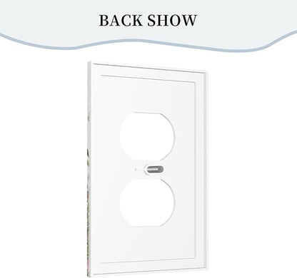 Boho Colorful Wildflowers Butterfly Green Plant Leaf Single Duplex Wall Plate Covers Light Switch Cover 1 Gang Outlet Plate Decorative Switchplate Covers Faceplate for Bathroom Decor