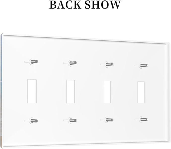 Light Switch Cover Plate Blue Sea Ocean Beach Waves Quad Toggle Wall Plates Decorative Switch Plates 4 Gang Outlet Covers Electrical Panel Cover Faceplate for Home Decor 4.5 X 8 IN