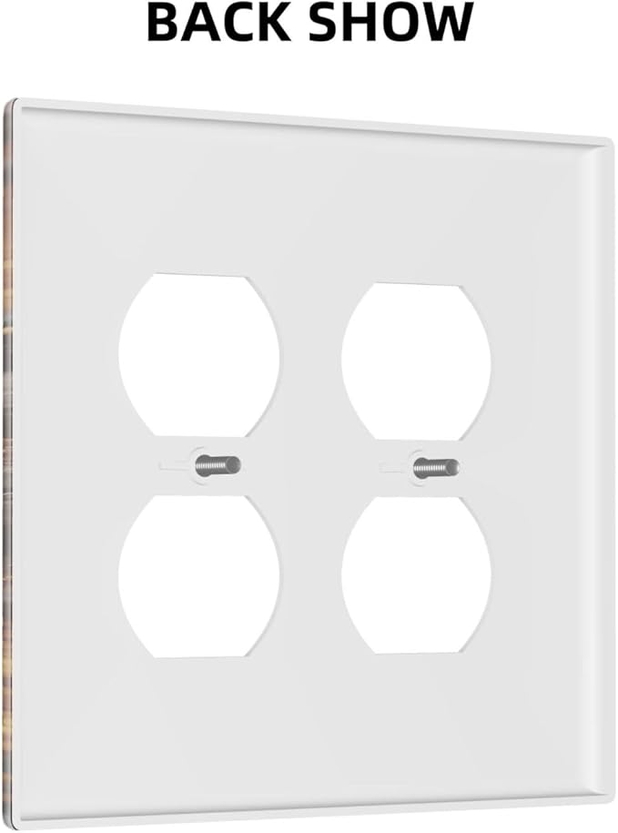 Decorative Outlet Covers Black Wood Board Gold Dust Coffee Beans 2 Gang Wall Plate Cover Double Duplex Receptacle Two Switch Light Switch Cover Plate Jumbo Face Plate