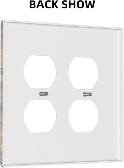 Decorative Outlet Covers Black Wood Board Gold Dust Coffee Beans 2 Gang Wall Plate Cover Double Duplex Receptacle Two Switch Light Switch Cover Plate Jumbo Face Plate