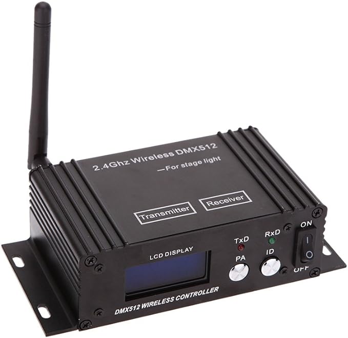 Lixada DMX 512 Controller 2.4G Wireless Transmitter Receiver LCD Display Power Adjustable Repeater Lighting Dimmer Controller for Disco DJ Party Light