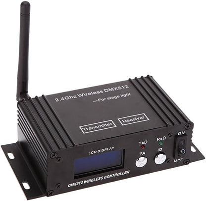 Lixada DMX 512 Controller 2.4G Wireless Transmitter Receiver LCD Display Power Adjustable Repeater Lighting Dimmer Controller for Disco DJ Party Light