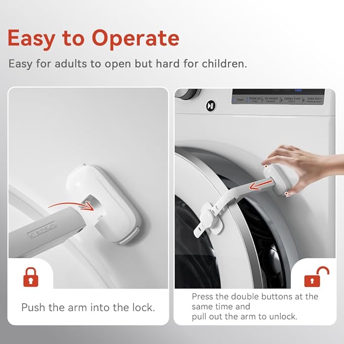 EUDEMON Baby Safety Washer/Dryer Door Stopper,Front Load Washer Door Prop for Kids, Child Washing Machine Door Holder, Safety Door Lock for Washer & Dryer (1 Pack,White)