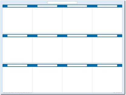 Sky Blue 12 Section Task, Objective and Goals Planning System Horizontal 18" Tall 24" Wide. Wall Tray, Dry-Erase Marker, Eraser and 600 Sticky-Notes