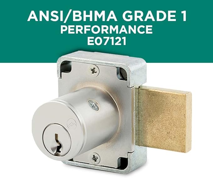 Olympus Lock 100DR Deadbolt Lock | 7/8” Chrome Key US26D | NATL KA101 Easily Rekeyable Cabinet Door Lock, Keyed Alike | Grade 1 Door Locks with Keys | Deadbolt Cabinet Locks | Cabinet Lock for Doors