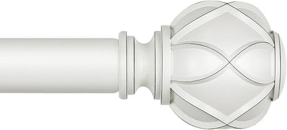 KAMANINA Curtain Rods for Windows 66 to 120 Inch, 7/8 Inch White Heavy Duty Curtain Rod 32 to 120 (2.6-10ft), Adjustable Decorative Drapery Rods with Netted Texture End
