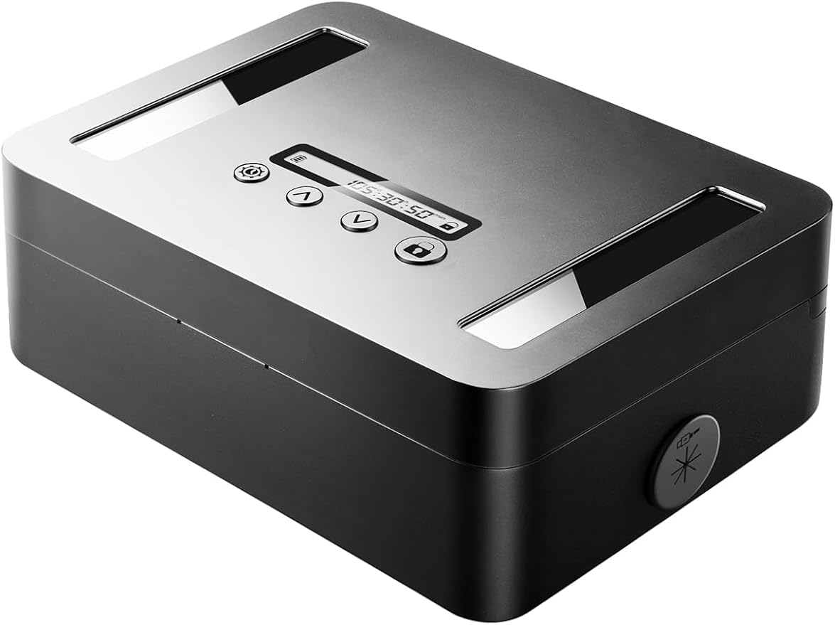 Vaydeer Safe Timed Lock Box with Handle-Phone Lock box with Timer Unplug from Phones, Video games, Social media, Snacks&Cravings,Self-Control Lockable Storage Box Boost Your Mental Health