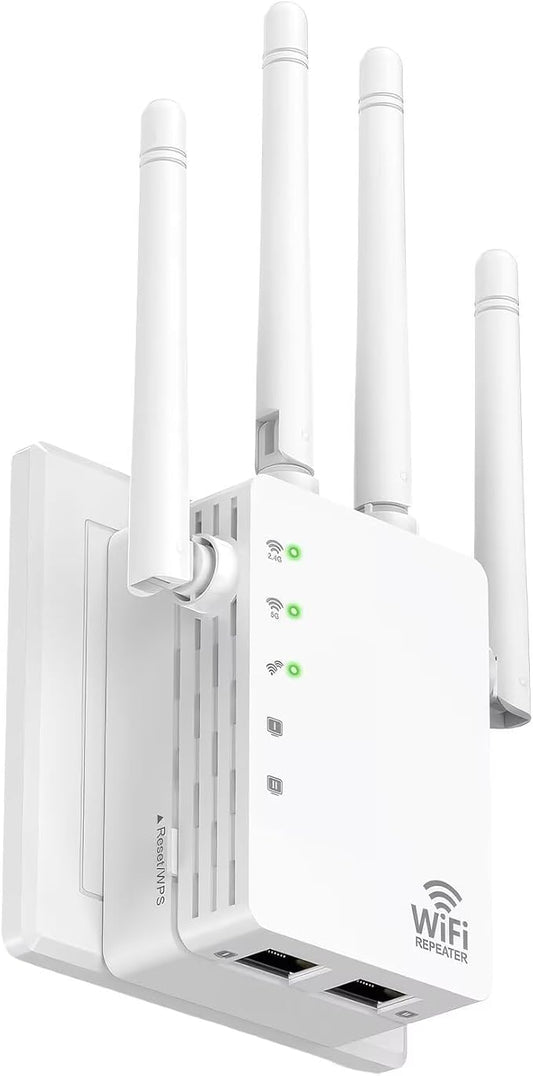 WiFi Extender Signal Booster, Dual-Band 5GHz/2.4GHz 1200Mbps Repeater, Covers Up to 13,888 sq.ft & 150 Devices, Long-Range Internet Booster for Home, Garage, Basement, Outdoor, WPS Easy Setup