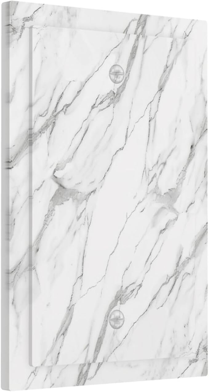 Decorative Light Switch Cover Plate Modern Grey Marble Texture 1 Gang No Device Single Blank Outlet Covers Wall Plates for Electrical Outlets Faceplate for Bedroom Kitchen Home Decor