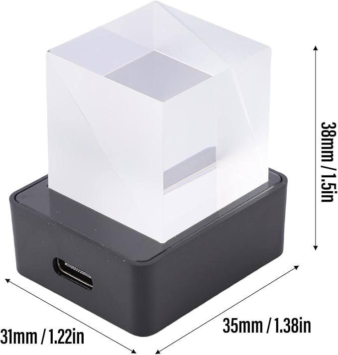 LED Holographic Crystal Cube, 3D Photo Display Smart Weather Digital Clock with GIF Animation Library, for Desk Car Decoration Home Office