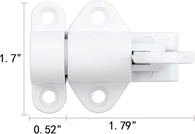 5 Packs Self-Closing Latches，White Spring Door Lock，Resilient Bolt Latch Aluminum Alloy Safety Automatic Spring Barrel Slide Door Lock with Screws,Used for Gate,Window and Cabinet etc