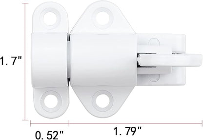4 Packs Self-Closing Latches，White Spring Door Lock，Resilient Bolt Latch Aluminum Alloy Safety Automatic Spring Barrel Slide Door Lock with Screws,Used for Gate,Window and Cabinet etc