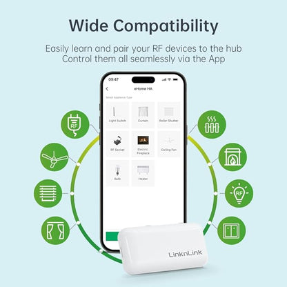 eHome Wi-Fi Smart RF Universal Remote Control,RF Controller for Light Switch,Ceiling Fan,Roller Shutter Motor,RF2MQTT Home Assistant,Compatible with Alexa,Google Home