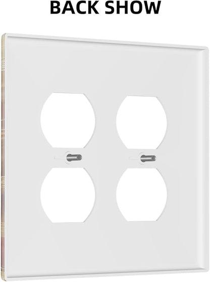 Decorative Outlet Covers Golden Leaf Red Peony Flowers Floral 2 Gang Wall Plate Cover Double Duplex Receptacle Two Switch Light Switch Cover Plate Jumbo Dual Faceplate