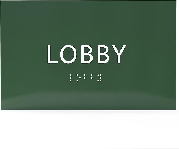 6" X4" Lobby Sign - Tactile Graphics Grade 2 Braille Text Reception Area Sign| Utility ADA Compliant Wall Mount Plastic Signs For Hospital, Offices, Businesses & Apartments