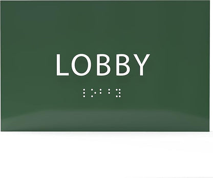 6" X4" Lobby Sign - Tactile Graphics Grade 2 Braille Text Reception Area Sign| Utility ADA Compliant Wall Mount Plastic Signs For Hospital, Offices, Businesses & Apartments