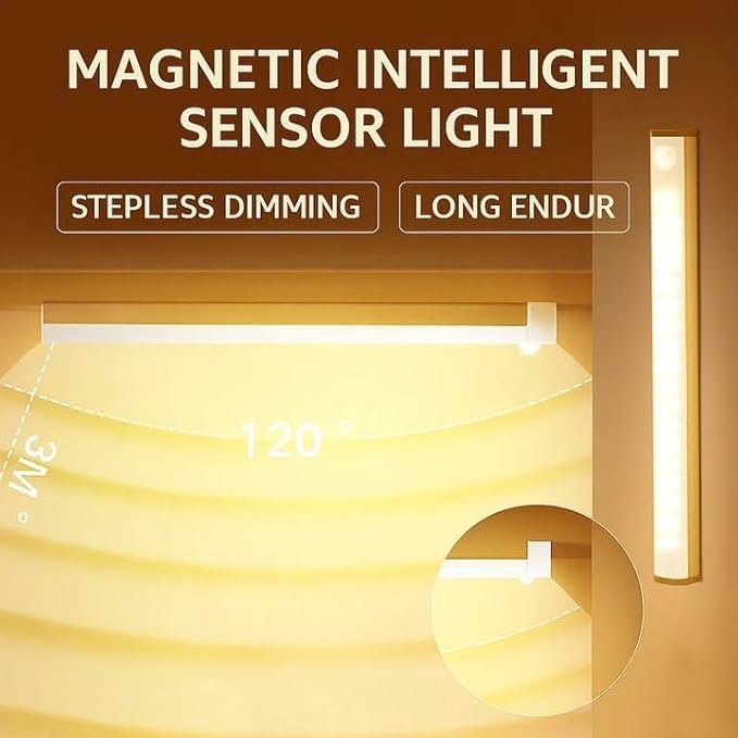 Punch-Free Smart Sensor Magnetic Rechargeable Led Lights, Sensor Magnetic Rechargeable Led Lights, Under Cabinet Lights, for Stairs,Wardrobe,Cabinet (White Light, 10cm/3.9in)