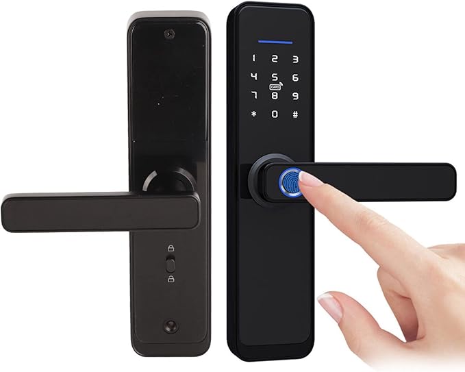 Smart Digital Door Lock, Keyless Entry Touch Keypad Deadbolt, Black, Adjustable Direction - High Security Fingerprint & Password Access, Multiple Unlock Methods, Suitable for