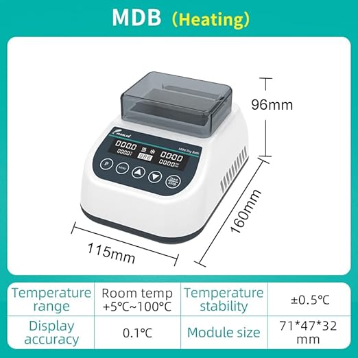 JOANLAB Mini Lab Dry Bath Incubator Digital Laboratory Thermostatic Heater with 1.5ml x 15 Heating Block Programmable Timing Control (Single Heating Function)