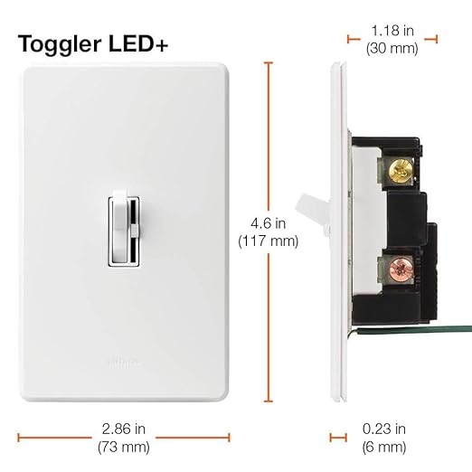 Lutron Ariadni/Toggler LED+ Dimmer Light Switch for Dimmable LED, Halogen and Incandescent Dimmer Switch, 150W, Single-Pole/3-Way, AYCL-153P-IV, Ivory