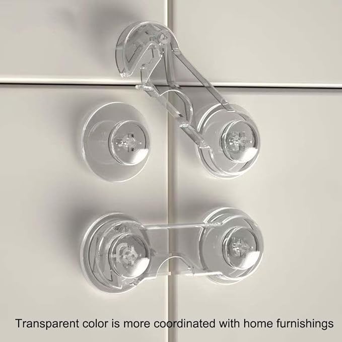 Cabinet Door Locks for Baby Proof and Child Safety, Fridge Locks for Kids,Cabinet Locks with Adhesive for Drawer Cupboards Fridge Oven Closet and Pantry, Childproof Door Latch (Transparent, 5 PCS)