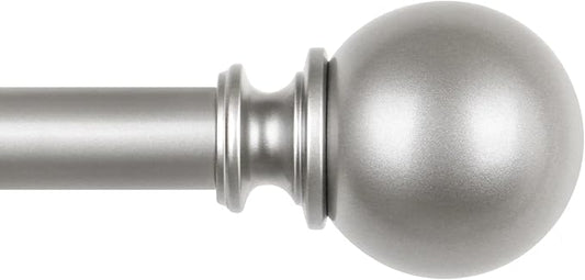 KAMANINA Long Curtain Rods for Windows 72 to 144 Inches, Silver Curtain Rod 32 to 144 Inches (2.6-12ft), 7/8 Inch Decorative Drapery Rods with Round Finials