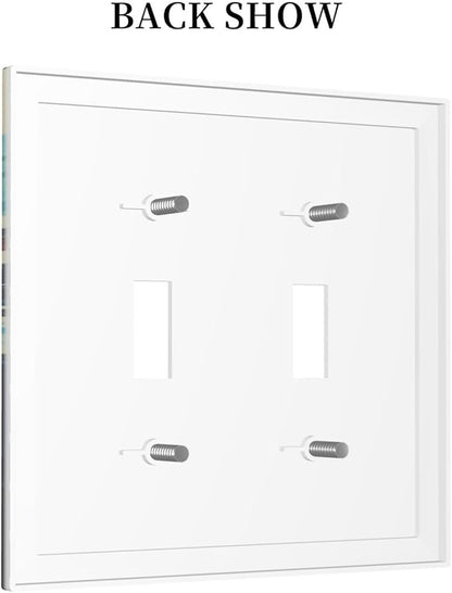 Skeleton Riding Surfboard on Wave In The Ocean Light Switch Covers Double Toggle 2 Gang Wall Plate Dual Decorative Switchplate Electrical Faceplate for Farmhouse Living Room Decor