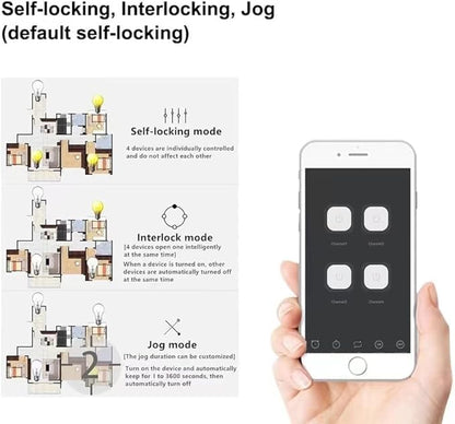 Tuya 4CH Smart Life WiFi Momentary Inching Relay Self-Locking Switch Module,DC/AC 7-32V/USB 5V WiFi RF Bluetooth Relay, Compatible with Alexa Goolge Home