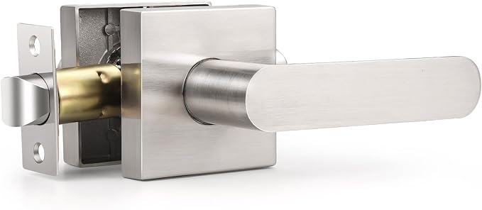 KNOBWELL 1 Pack Interior Door Handle,Satin Nickel Finish Door Levers, Passage Knob for Closet Hallway, Zinc Alloy Construction, 250,000-Cycle Durability