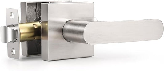 KNOBWELL 1 Pack Interior Door Handle,Satin Nickel Finish Door Levers, Passage Knob for Closet Hallway, Zinc Alloy Construction, 250,000-Cycle Durability