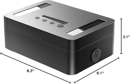Metal Time Lock Box with Emergency Unlocking, Phone Timed Locked Box with Timer, Timed Locking Container, Audio Prompt, Self-Discipline Gift, 365 Days Max for Cellphone/Medication