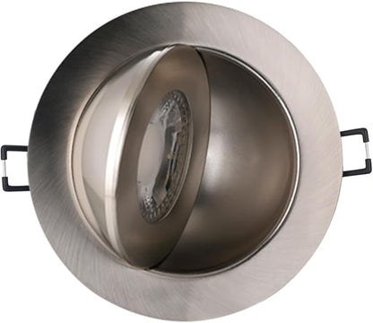 4-inch Gimbal LED Recessed - 4 in Lighting 6Pack Canless Brushed Nickel Trim 90° Tilt Swivel LED Eyeball Wafer Slope Ceiling Adjustable Spotlight Dimmable Brushed Nickel 4 inch 6 Pack