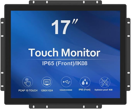 GreenTouch 17 Inch 10 Points Open Frame Industrial Touch Monitor - PACP -1280X1024-LED Display Metal Housing with HDMI,DVI,VGA Port Built-in