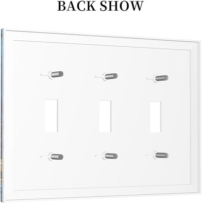 Decorative Switch Plates Nautical Sea Turtle Coral Jellyfish 3 Gang Wall Plate Triple Toggle Light Switch Cover Faceplate Electrical Wall Panels For Kids Room Nursery Decor