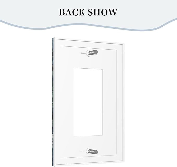 White Flowers Green Leaves Single Decora Outlet Wall Plate 1 Gang Rocker Decorative Switchplate Faceplate GFCI Light Switch Covers for Home Living Decor
