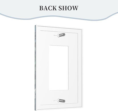 White Flowers Green Leaves Single Decora Outlet Wall Plate 1 Gang Rocker Decorative Switchplate Faceplate GFCI Light Switch Covers for Home Living Decor