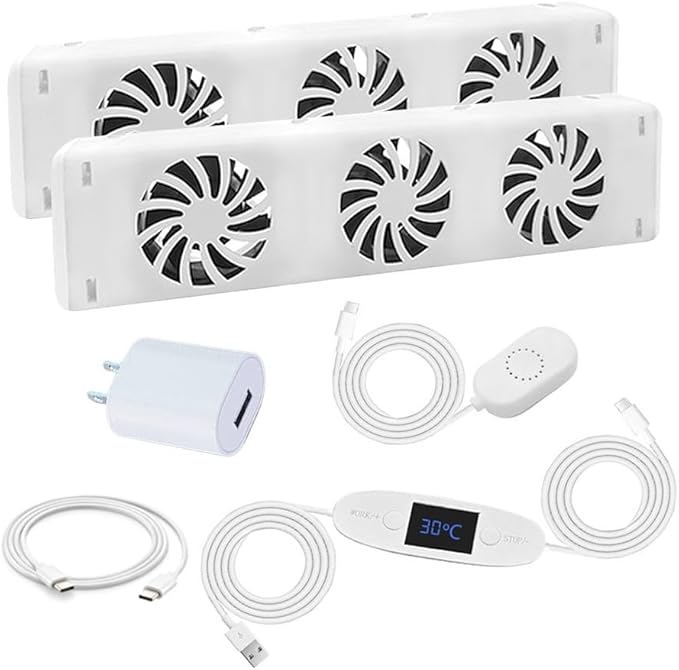 Smart Radiator Fan Heater with 3 Quiet Cooling Fans, Automatic Thermostat Control, Energy-Efficient Warm Air Circulation, Compatible with 50-120cm Radiators, Temperature Display(EXTENSION KIT)