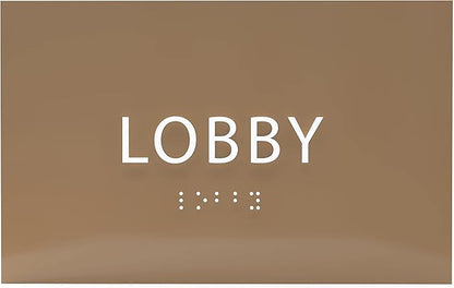 6" X4" Lobby Sign - Tactile Graphics Grade 2 Braille Text Reception Area Sign| Utility ADA Compliant Wall Mount Plastic Signs For Hospital, Offices, Businesses & Apartments