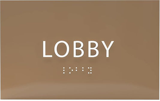 6" X4" Lobby Sign - Tactile Graphics Grade 2 Braille Text Reception Area Sign| Utility ADA Compliant Wall Mount Plastic Signs For Hospital, Offices, Businesses & Apartments