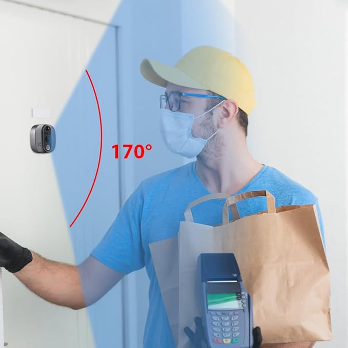 WiFi 1080P Video Doorbell Camera, 2.4GHz Peephole Camera Door Viewer with 4.3inch LCD Display, 120 Degree View Angle, Night Vision, Motion Detection, 2-Way Audio, Rechargeable Battery