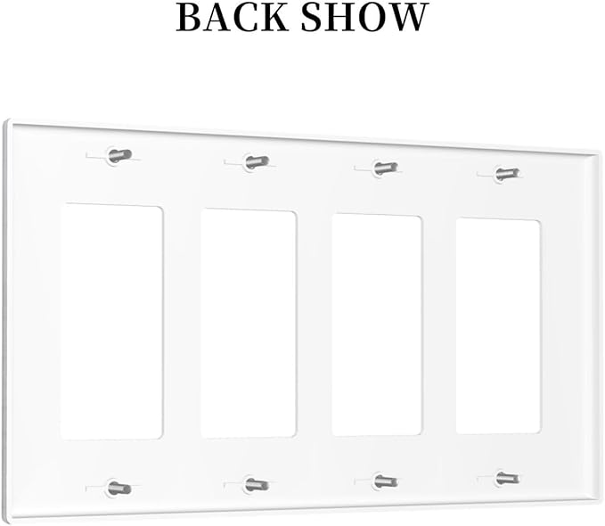 Rustic White Grey Wood Grain Wallplates 4 Gang Quad Rocker Decorative Light Switch Covers Electrical GFCI Faceplate Switch Plate for Bedroom Bathroom Decor