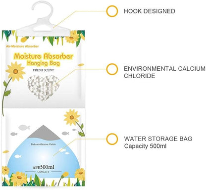 CANAGER Hanging Moisture Absorber, Fresh Scent and Lavender Vanilla Moistureproof Hanging Bag，Dehumidifier Bag (8 packs) Hanging Closet Dehumidifier Bags, Moisture Absorb 12.5 oz
