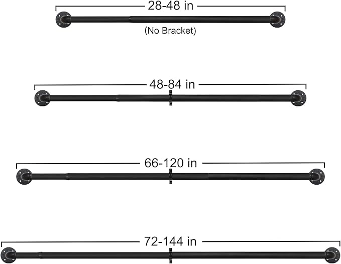 Refrze Curtain Rods for Windows 48 to 84 Inch, 1"Black Curtain Rod Industrial Wrap Around,Adjustable Heavy Duty Blackout Curtain Rods for Ceiling,Bedroom,Outdoor Patio