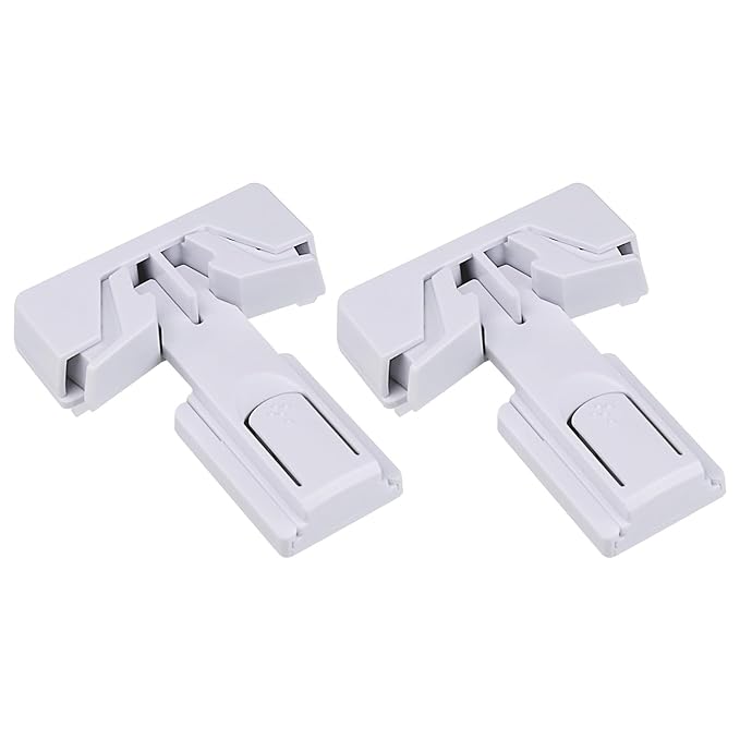 Child Proof Refrigerator Door Lock, Baby Safety Fridge Door Latches, One Handed Operation, No Tools Need or Drill (White2)