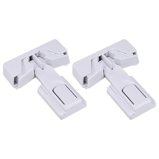 Child Proof Refrigerator Door Lock, Baby Safety Fridge Door Latches, One Handed Operation, No Tools Need or Drill (White2)