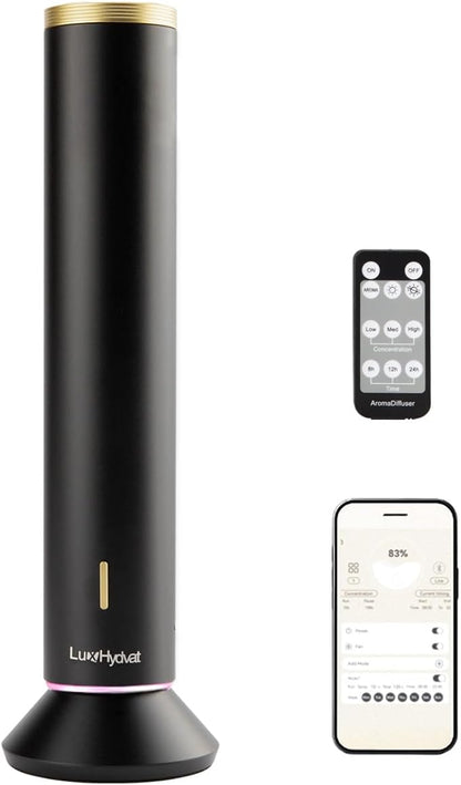 New Upgraded Waterless Scent Oil Nebulizer – Smart App & Remote Control, Covers Up to 4000 Sq Ft, Quiet Aroma Diffuser for Home, Hotel & Office, Up to 20H Runtime, 360° Light & Timer