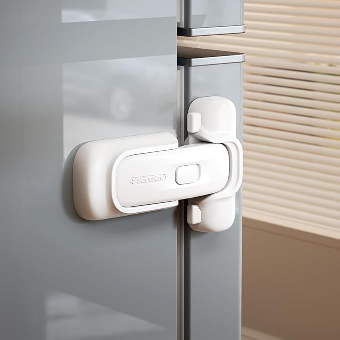 EUDEMON 1 Pack Refrigerator Lock, Child Proof Fridge & Freezer Lock for Kids & Toddlers, Easy to Install,no Tool Need or Drill (White)