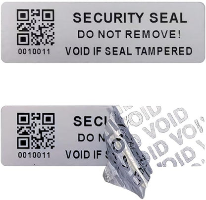 Tamper Evident Proof Barcode Stickers with Individual Serial Number Security Warranty Void Sticker,Sealing Label for Package(150pcs 2x0.6 inches,Matte Silver)