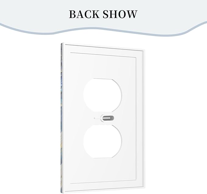 Decorative Outlet Covers Blue White Flower Gold Line Cloud 1 Gang Duplex Light Switch Cover Plate Unique Wall Plates for Electrical Outlets Switch Plate Covers for Bedroom Home Decor